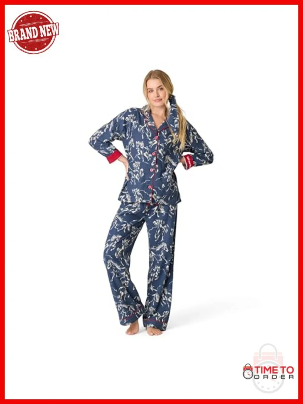 Women's Cotton Flannel 3-Piece Pajama Set with Long Sleeve Top, Pant, and